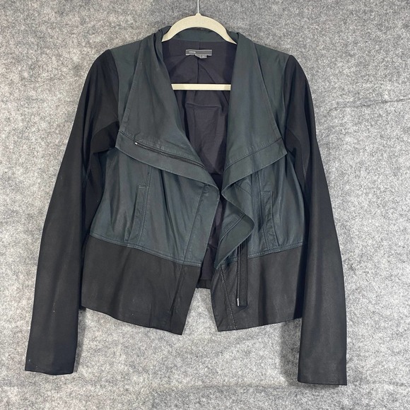 Vince Jackets & Blazers - Vince Leather Jacket Small Coastal Black Asymmetric Zip Womens Long Sleeve